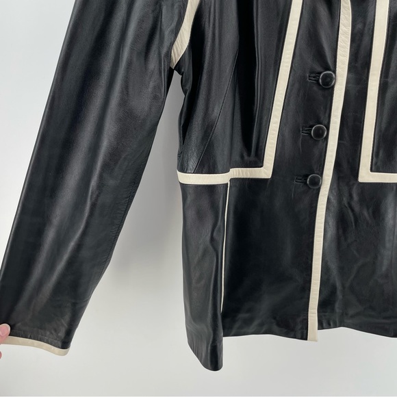 Vintage Chosen Couture Collection Leather Jacket Black Mink Trim L - Picture 2 of 8